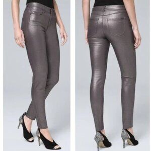 WHBM White House Black Market Mid-rise Skinny Ankle Jeans 8 Metallic Gray NEW